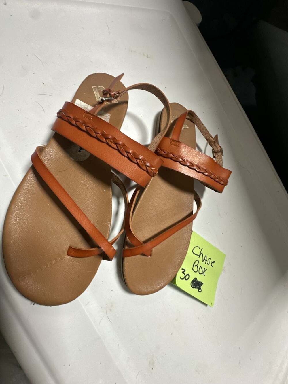 Report Women's Flat Sandals Cognac Brown Braided Strap Size 10M
